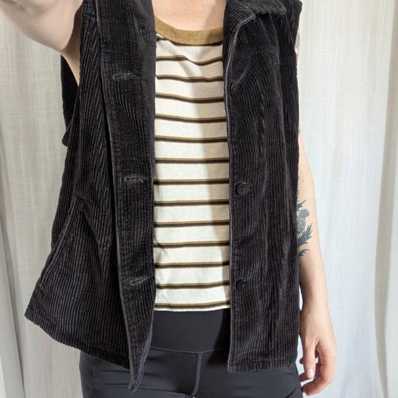 Nordstrom Black Collared Button Down Cotton Corduroy Vest XL - Picture 5 of 10